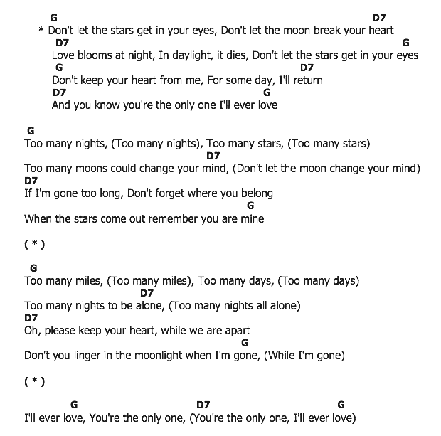 คอร์ดเพลง เนื้อเพลง Don't Let The Stars Get In Your Eyes, คอร์ดเพลง Don't Let The Stars Get In Your Eyes ของ Perry Como, คอร์ดเพลงของ Perry Como, เนื้อร้อง Don't Let The Stars Get In Your Eyes Perry Como, Don't Let The Stars Get In Your Eyes คอร์ดง่าย ๆ, คอร์ด Don't Let The Stars Get In Your Eyes ต้นฉบับ