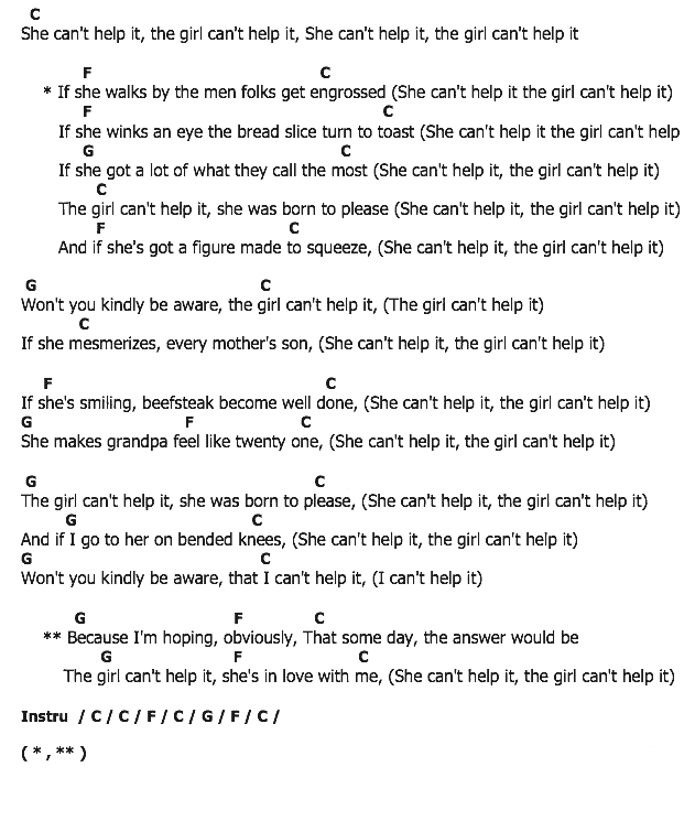 คอร์ดเพลง เนื้อเพลง The Girl Can't Help It, คอร์ดเพลง The Girl Can't Help It ของ Little Richard, คอร์ดเพลงของ Little Richard, เนื้อร้อง The Girl Can't Help It Little Richard, The Girl Can't Help It คอร์ดง่าย ๆ, คอร์ด The Girl Can't Help It ต้นฉบับ