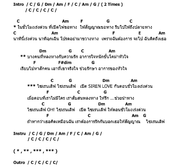 คอร์ดเพลง เนื้อเพลง Siren Love, คอร์ดเพลง Siren Love ของ เจมส์ เรืองศักดิ์, คอร์ดเพลงของ เจมส์ เรืองศักดิ์, เนื้อร้อง Siren Love เจมส์ เรืองศักดิ์, Siren Love คอร์ดง่าย ๆ, คอร์ด Siren Love ต้นฉบับ