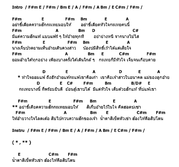 คอร์ดเพลง เนื้อเพลง น้ำตากะเทย, คอร์ดเพลง น้ำตากะเทย ของ บัสโซ่ ด่านขุนทด, คอร์ดเพลงของ บัสโซ่ ด่านขุนทด, เนื้อร้อง น้ำตากะเทย บัสโซ่ ด่านขุนทด, น้ำตากะเทย คอร์ดง่าย ๆ, คอร์ด น้ำตากะเทย ต้นฉบับ