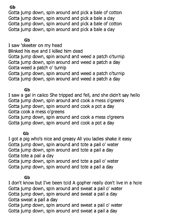 คอร์ดเพลง เนื้อเพลง Jump Down, Spin Around, คอร์ดเพลง Jump Down, Spin Around ของ Harry Belafonte, คอร์ดเพลงของ Harry Belafonte, เนื้อร้อง Jump Down, Spin Around Harry Belafonte, Jump Down, Spin Around คอร์ดง่าย ๆ, คอร์ด Jump Down, Spin Around ต้นฉบับ