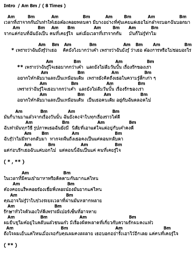 คอร์ดเพลง เนื้อเพลง เคยรู้ใจ, คอร์ดเพลง เคยรู้ใจ ของ MC KING, คอร์ดเพลงของ MC KING, เนื้อร้อง เคยรู้ใจ MC KING, เคยรู้ใจ คอร์ดง่าย ๆ, คอร์ด เคยรู้ใจ ต้นฉบับ