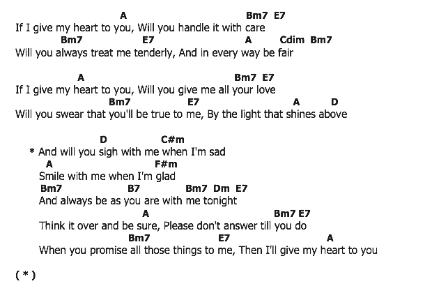 คอร์ดเพลง เนื้อเพลง If I Give My Heart To You, คอร์ดเพลง If I Give My Heart To You ของ Doris Day, คอร์ดเพลงของ Doris Day, เนื้อร้อง If I Give My Heart To You Doris Day, If I Give My Heart To You คอร์ดง่าย ๆ, คอร์ด If I Give My Heart To You ต้นฉบับ