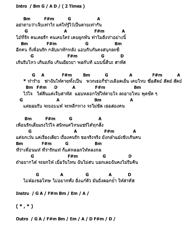 คอร์ดเพลง เนื้อเพลง สาหัส, คอร์ดเพลง สาหัส ของ มินตรา น่านเจ้า, คอร์ดเพลงของ มินตรา น่านเจ้า, เนื้อร้อง สาหัส มินตรา น่านเจ้า, สาหัส คอร์ดง่าย ๆ, คอร์ด สาหัส ต้นฉบับ