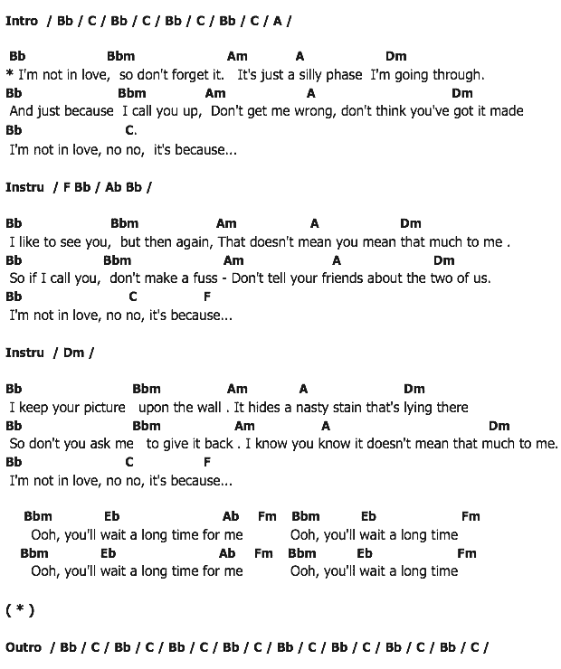 คอร์ดเพลง เนื้อเพลง I'm Not In Love, คอร์ดเพลง I'm Not In Love ของ 10 CC, คอร์ดเพลงของ 10 CC, เนื้อร้อง I'm Not In Love 10 CC, I'm Not In Love คอร์ดง่าย ๆ, คอร์ด I'm Not In Love ต้นฉบับ