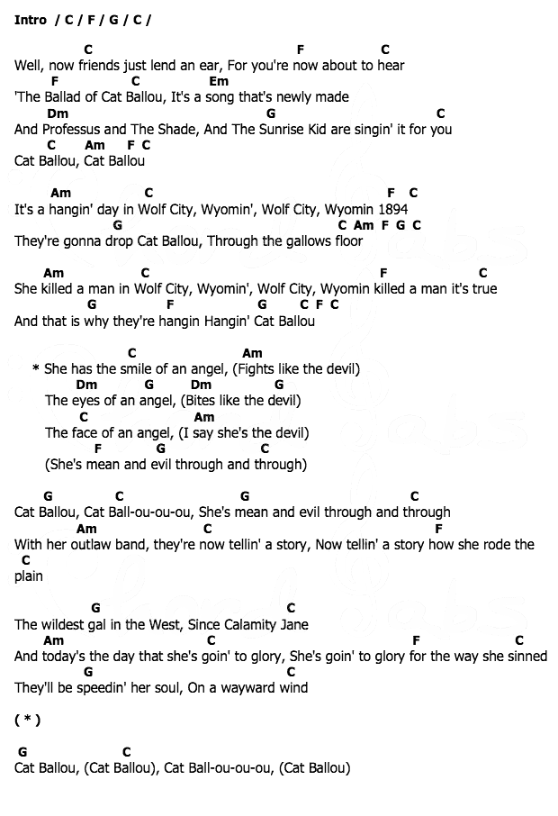 คอร์ดเพลง เนื้อเพลง Ballad of Cat Ballou, คอร์ดเพลง Ballad of Cat Ballou ของ Nat King Cole, คอร์ดเพลงของ Nat King Cole, เนื้อร้อง Ballad of Cat Ballou Nat King Cole, Ballad of Cat Ballou คอร์ดง่าย ๆ, คอร์ด Ballad of Cat Ballou ต้นฉบับ