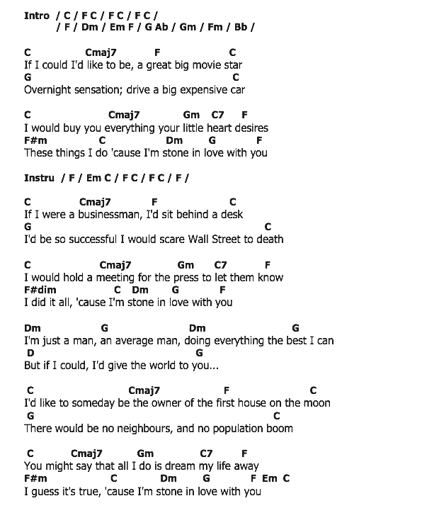 คอร์ดเพลง เนื้อเพลง I'm Stone In Love With You, คอร์ดเพลง I'm Stone In Love With You ของ Johnny Mathis, คอร์ดเพลงของ Johnny Mathis, เนื้อร้อง I'm Stone In Love With You Johnny Mathis, I'm Stone In Love With You คอร์ดง่าย ๆ, คอร์ด I'm Stone In Love With You ต้นฉบับ