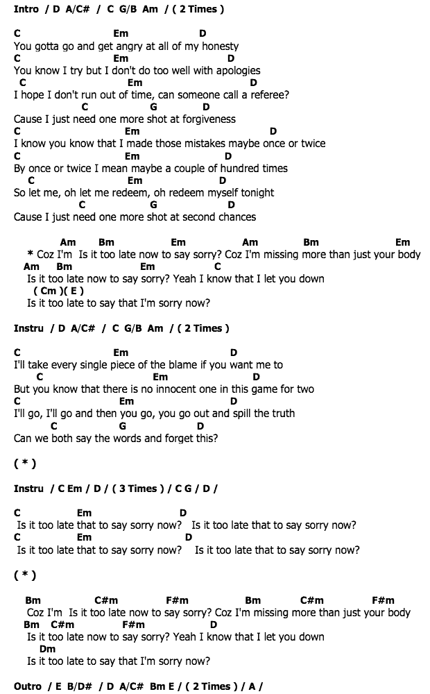 คอร์ดเพลง เนื้อเพลง Sorry, คอร์ดเพลง Sorry ของ Vintage Motown, คอร์ดเพลงของ Vintage Motown, เนื้อร้อง Sorry Vintage Motown, Sorry คอร์ดง่าย ๆ, คอร์ด Sorry ต้นฉบับ