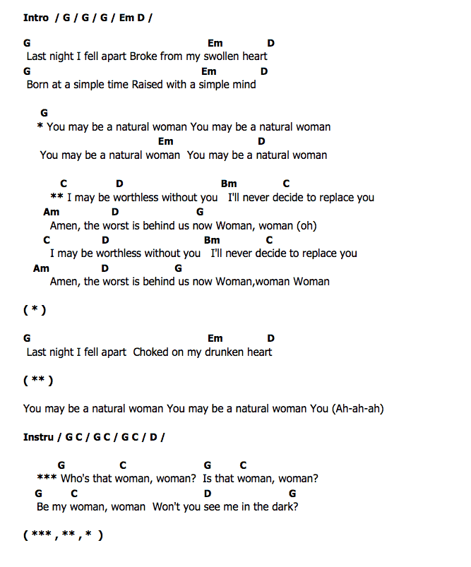 คอร์ดเพลง เนื้อเพลง Woman Woman, คอร์ดเพลง Woman Woman ของ AWOLNATION, คอร์ดเพลงของ AWOLNATION, เนื้อร้อง Woman Woman AWOLNATION, Woman Woman คอร์ดง่าย ๆ, คอร์ด Woman Woman ต้นฉบับ