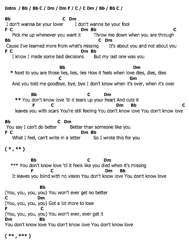 คอร์ดเพลง เนื้อเพลง You Don't Know Love, คอร์ดเพลง You Don't Know Love ของ Olly Murs, คอร์ดเพลงของ Olly Murs, เนื้อร้อง You Don't Know Love Olly Murs, You Don't Know Love คอร์ดง่าย ๆ, คอร์ด You Don't Know Love ต้นฉบับ