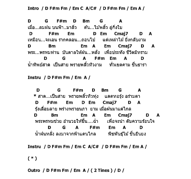 คอร์ดเพลง เนื้อเพลง สายฝน, คอร์ดเพลง สายฝน ของ เพลงพระราชนิพนธ์, คอร์ดเพลงของ เพลงพระราชนิพนธ์, เนื้อร้อง สายฝน เพลงพระราชนิพนธ์, สายฝน คอร์ดง่าย ๆ, คอร์ด สายฝน ต้นฉบับ