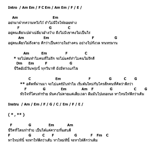 คอร์ดเพลง เนื้อเพลง หาใหม่, คอร์ดเพลง หาใหม่ ของ SeaTwo, คอร์ดเพลงของ SeaTwo, เนื้อร้อง หาใหม่ SeaTwo, หาใหม่ คอร์ดง่าย ๆ, คอร์ด หาใหม่ ต้นฉบับ