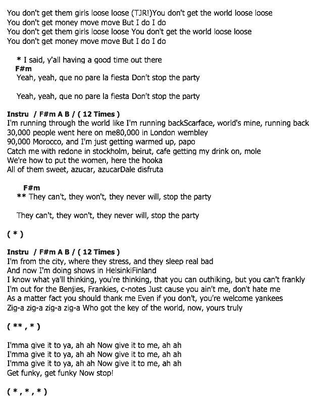 คอร์ดเพลง เนื้อเพลง Don't Stop The Party, คอร์ดเพลง Don't Stop The Party ของ Pitbull, คอร์ดเพลงของ Pitbull, เนื้อร้อง Don't Stop The Party Pitbull, Don't Stop The Party คอร์ดง่าย ๆ, คอร์ด Don't Stop The Party ต้นฉบับ