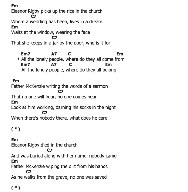 คอร์ดเพลง เนื้อเพลง Eleanor Rigby, คอร์ดเพลง Eleanor Rigby ของ Ray Charles, คอร์ดเพลงของ Ray Charles, เนื้อร้อง Eleanor Rigby Ray Charles, Eleanor Rigby คอร์ดง่าย ๆ, คอร์ด Eleanor Rigby ต้นฉบับ