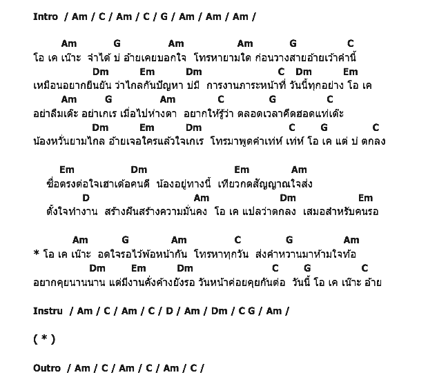 คอร์ดเพลง เนื้อเพลง โอ.เค.เน๊าะ, คอร์ดเพลง โอ.เค.เน๊าะ ของ ต่าย อรทัย, คอร์ดเพลงของ ต่าย อรทัย, เนื้อร้อง โอ.เค.เน๊าะ ต่าย อรทัย, โอ.เค.เน๊าะ คอร์ดง่าย ๆ, คอร์ด โอ.เค.เน๊าะ ต้นฉบับ