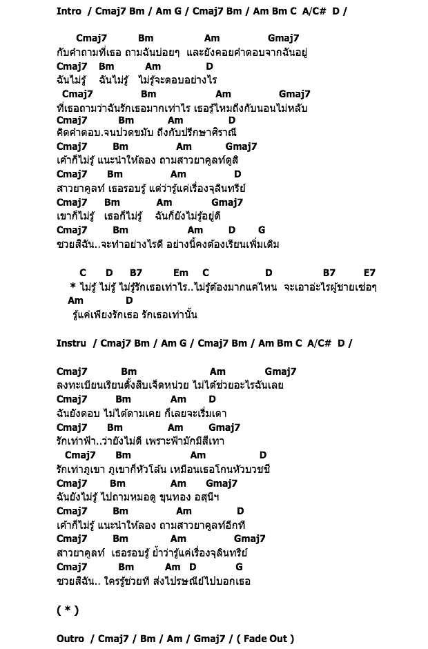 คอร์ดเพลง เนื้อเพลง อะไรก็ไม่รู้, คอร์ดเพลง อะไรก็ไม่รู้ ของ โน้ส อุดม แต้พานิช, คอร์ดเพลงของ โน้ส อุดม แต้พานิช, เนื้อร้อง อะไรก็ไม่รู้ โน้ส อุดม แต้พานิช, อะไรก็ไม่รู้ คอร์ดง่าย ๆ, คอร์ด อะไรก็ไม่รู้ ต้นฉบับ