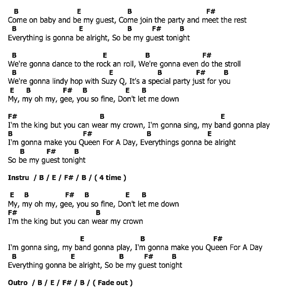 คอร์ดเพลง เนื้อเพลง Be My Guest, คอร์ดเพลง Be My Guest ของ Fats Domino, คอร์ดเพลงของ Fats Domino, เนื้อร้อง Be My Guest Fats Domino, Be My Guest คอร์ดง่าย ๆ, คอร์ด Be My Guest ต้นฉบับ