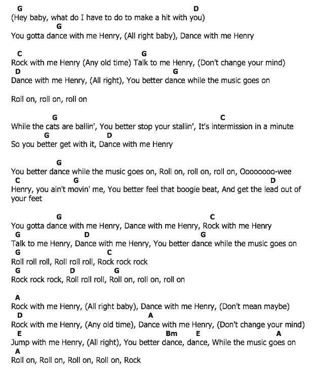 คอร์ดเพลง เนื้อเพลง Dance With Me Henry, คอร์ดเพลง Dance With Me Henry ของ Georgia Gibbs, คอร์ดเพลงของ Georgia Gibbs, เนื้อร้อง Dance With Me Henry Georgia Gibbs, Dance With Me Henry คอร์ดง่าย ๆ, คอร์ด Dance With Me Henry ต้นฉบับ