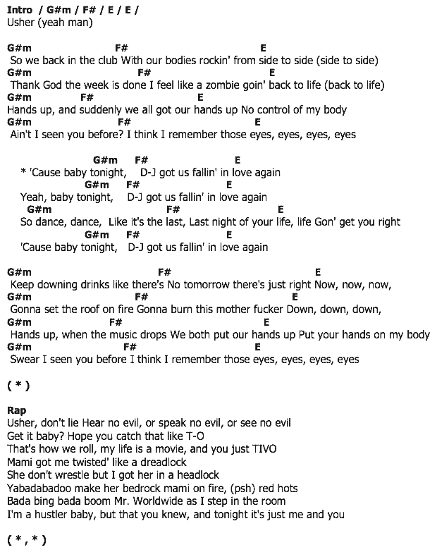 คอร์ดเพลง เนื้อเพลง DJ Got Us Fallin' In Love, คอร์ดเพลง DJ Got Us Fallin' In Love ของ Usher, คอร์ดเพลงของ Usher, เนื้อร้อง DJ Got Us Fallin' In Love Usher, DJ Got Us Fallin' In Love คอร์ดง่าย ๆ, คอร์ด DJ Got Us Fallin' In Love ต้นฉบับ