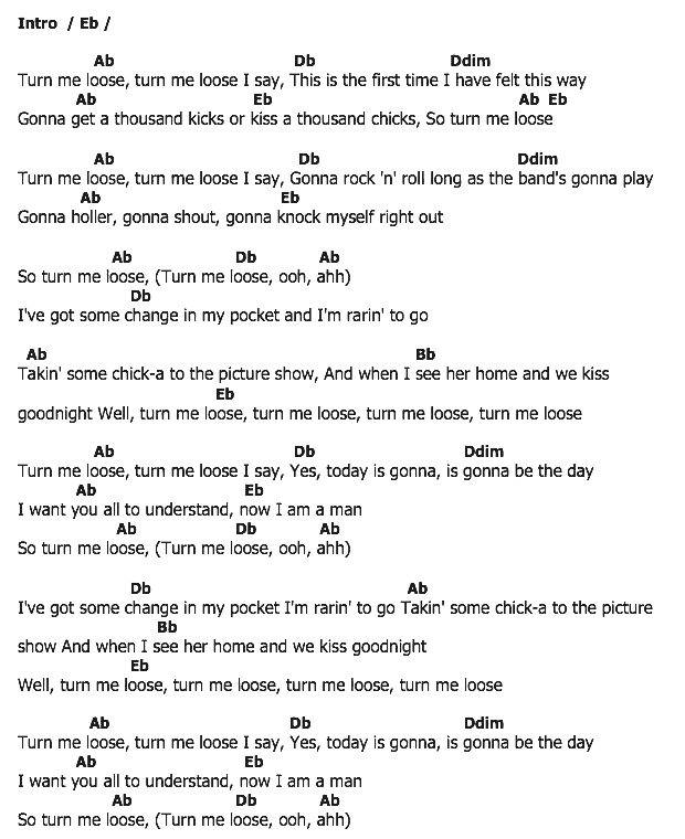 คอร์ดเพลง เนื้อเพลง Turn Me Loose, คอร์ดเพลง Turn Me Loose ของ Fabian, คอร์ดเพลงของ Fabian, เนื้อร้อง Turn Me Loose Fabian, Turn Me Loose คอร์ดง่าย ๆ, คอร์ด Turn Me Loose ต้นฉบับ