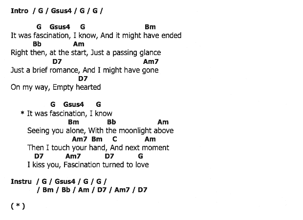 คอร์ดเพลง เนื้อเพลง Fascination, คอร์ดเพลง Fascination ของ Nat King Cole, คอร์ดเพลงของ Nat King Cole, เนื้อร้อง Fascination Nat King Cole, Fascination คอร์ดง่าย ๆ, คอร์ด Fascination ต้นฉบับ