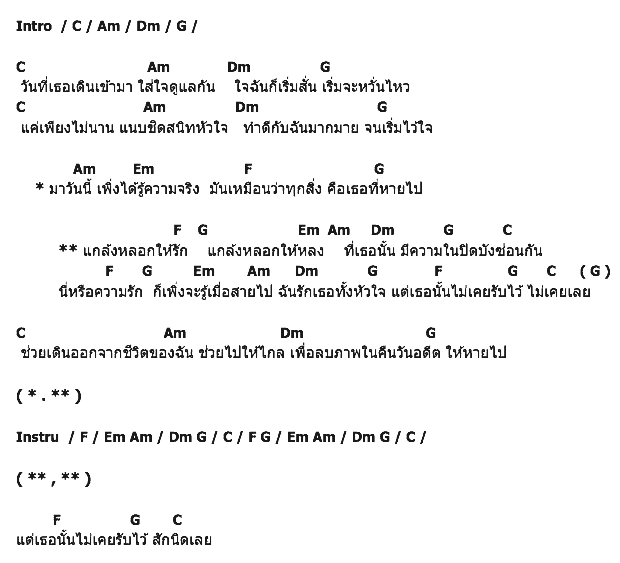 คอร์ดเพลง เนื้อเพลง แกล้งหลอกให้รัก, คอร์ดเพลง แกล้งหลอกให้รัก ของ มิว ปรียาภัทร์, คอร์ดเพลงของ มิว ปรียาภัทร์, เนื้อร้อง แกล้งหลอกให้รัก มิว ปรียาภัทร์, แกล้งหลอกให้รัก คอร์ดง่าย ๆ, คอร์ด แกล้งหลอกให้รัก ต้นฉบับ