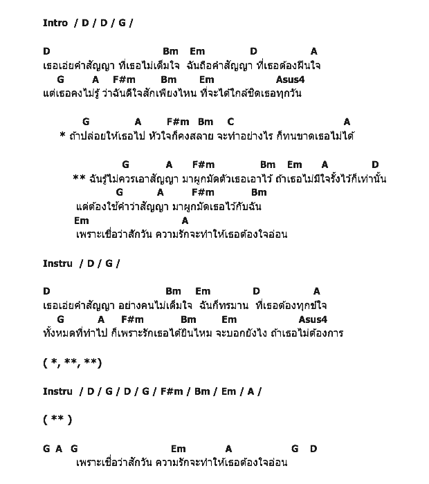 คอร์ดเพลง เนื้อเพลง คำสัญญา, คอร์ดเพลง คำสัญญา ของ นิก รณวีร์ The Star, คอร์ดเพลงของ นิก รณวีร์ The Star, เนื้อร้อง คำสัญญา นิก รณวีร์ The Star, คำสัญญา คอร์ดง่าย ๆ, คอร์ด คำสัญญา ต้นฉบับ