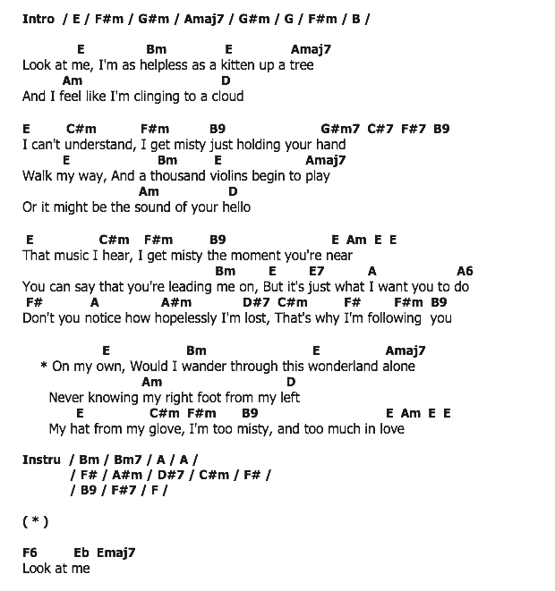 คอร์ดเพลง เนื้อเพลง Misty, คอร์ดเพลง Misty ของ Johnny Mathis, คอร์ดเพลงของ Johnny Mathis, เนื้อร้อง Misty Johnny Mathis, Misty คอร์ดง่าย ๆ, คอร์ด Misty ต้นฉบับ