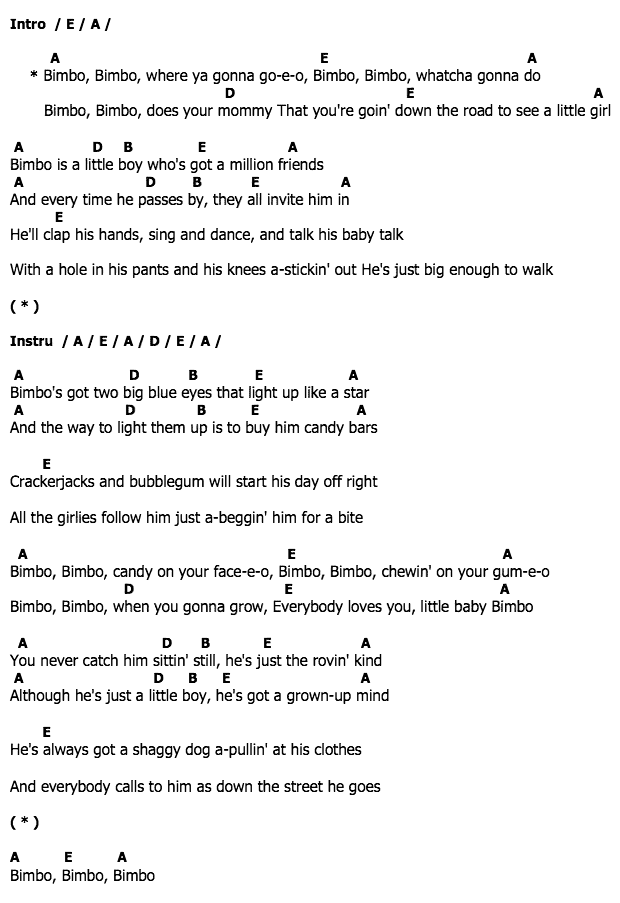 คอร์ดเพลง เนื้อเพลง Bimbo, คอร์ดเพลง Bimbo ของ Jim Reeves, คอร์ดเพลงของ Jim Reeves, เนื้อร้อง Bimbo Jim Reeves, Bimbo คอร์ดง่าย ๆ, คอร์ด Bimbo ต้นฉบับ