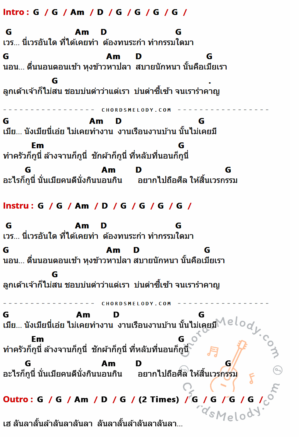 เนื้อเพลง อะไรก็กู ของ ยอดรัก สลักใจ ที่มีคอร์ดกีต้าร์ G,Am,D,Em