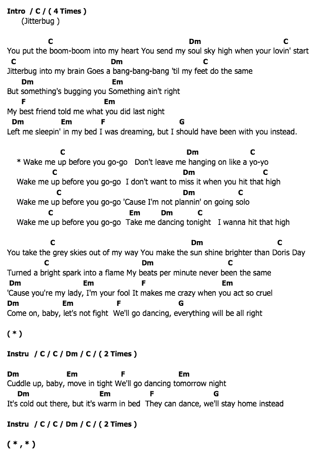 คอร์ดเพลง เนื้อเพลง Wake Me Up Before You Go Go, คอร์ดเพลง Wake Me Up Before You Go Go ของ Wham, คอร์ดเพลงของ Wham, เนื้อร้อง Wake Me Up Before You Go Go Wham, Wake Me Up Before You Go Go คอร์ดง่าย ๆ, คอร์ด Wake Me Up Before You Go Go ต้นฉบับ