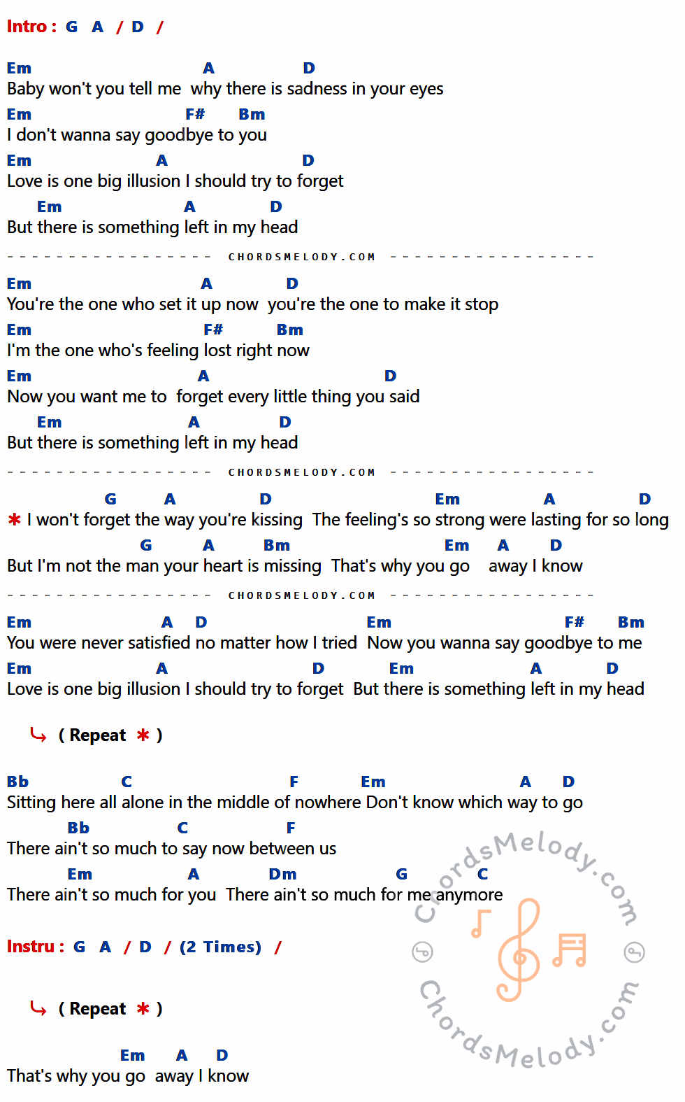 คอร์ดเพลง That's Why (You Go Away) - Michael Learns To Rock เนื้อร้อง มีคอร์ดกีต้าร์ ในกลุ่มคีย์ G,A,D,Em,F#,Bm,Bb,C,F,Dm กำกับ