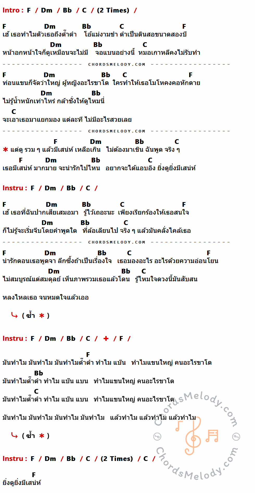 เนื้อเพลง คนมีเสน่ห์ ของ ป้าง นครินทร์ กิ่งศักดิ์ มีคอร์ดกีต้าร์ ในคีย์ที่ต่างกัน F,Dm,Bb,C