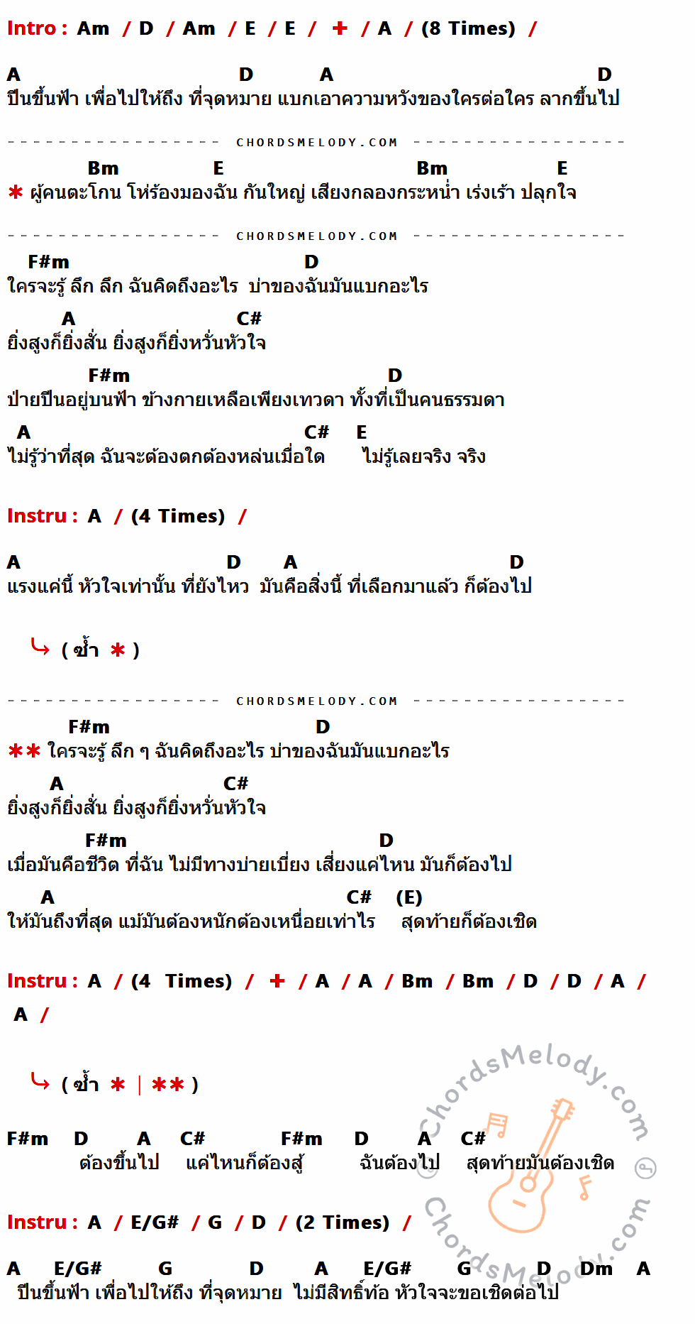 เนื้อเพลง เชิดสิงโต ของ Big Ass ที่มีคอร์ดกีต้าร์ Am,D,E,A,Bm,F#m,C#,E/G#,G,Dm