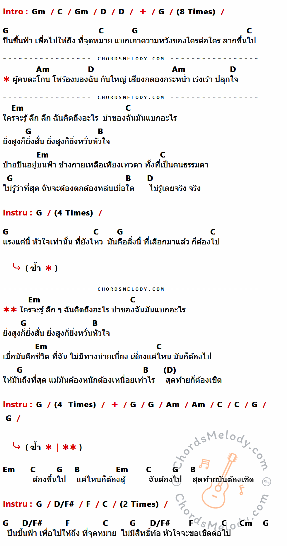 คอร์ดเพลง เชิดสิงโต - Big Ass เนื้อร้อง มีคอร์ดกีต้าร์ ในกลุ่มคีย์ Gm,C,D,G,Am,Em,B,D/F#,F,Cm กำกับ