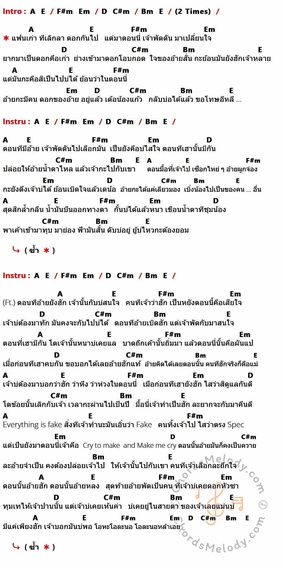 เนื้อเพลง กลับบ่ได้ (ກັບບໍ່ໄດ້) ของ หยุด สาละวัน (Youd Salavan) ft.STS73 ที่มีคอร์ดกีต้าร์ A,E,F#m,Em,D,C#m,Bm