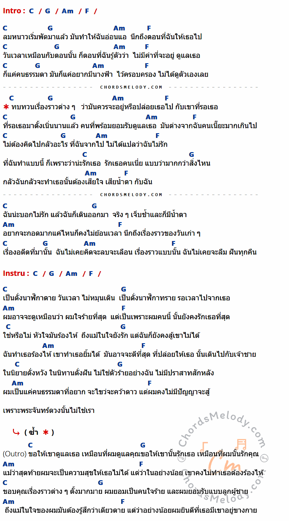 เนื้อเพลง ลมหนาวที่แล้ว ของ OneNight x ZoneC ที่มีคอร์ด ในกลุ่มคีย์ C,G,Am,F ประกอบ