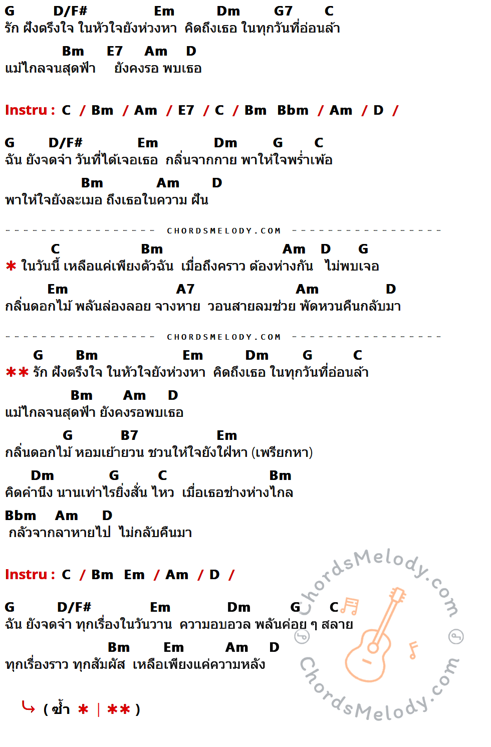 คอร์ดเพลง กลิ่นดอกไม้ - Newery เนื้อร้อง มีคอร์ดกีต้าร์ ในกลุ่มคีย์ G,D/F#,Em,Dm,G7,C,Bm,E7,Am,D,Bbm,A7,B7 กำกับ