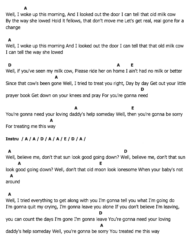 คอร์ดเพลง เนื้อเพลง Milkcow Blues Boogies, คอร์ดเพลง Milkcow Blues Boogies ของ Elvis presley, คอร์ดเพลงของ Elvis presley, เนื้อร้อง Milkcow Blues Boogies Elvis presley, Milkcow Blues Boogies คอร์ดง่าย ๆ, คอร์ด Milkcow Blues Boogies ต้นฉบับ