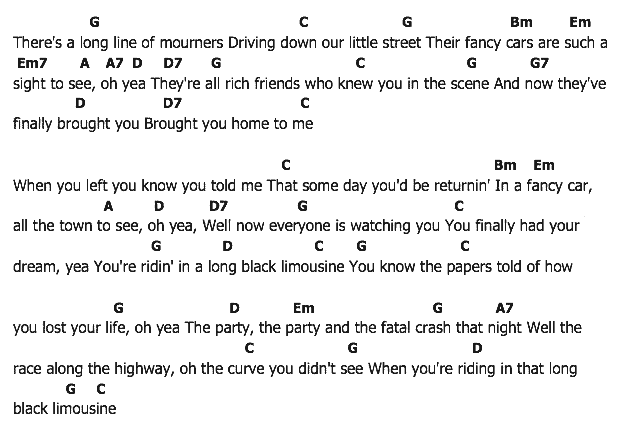คอร์ดเพลง เนื้อเพลง Long Black Limousine, คอร์ดเพลง Long Black Limousine ของ Elvis presley, คอร์ดเพลงของ Elvis presley, เนื้อร้อง Long Black Limousine Elvis presley, Long Black Limousine คอร์ดง่าย ๆ, คอร์ด Long Black Limousine ต้นฉบับ