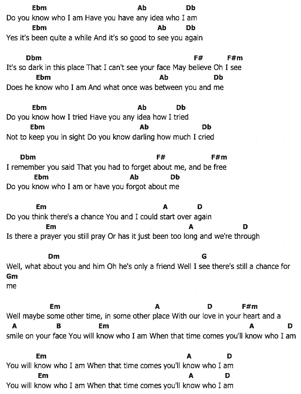 คอร์ดเพลง เนื้อเพลง Do You Know Who Am I, คอร์ดเพลง Do You Know Who Am I ของ Elvis presley, คอร์ดเพลงของ Elvis presley, เนื้อร้อง Do You Know Who Am I Elvis presley, Do You Know Who Am I คอร์ดง่าย ๆ, คอร์ด Do You Know Who Am I ต้นฉบับ