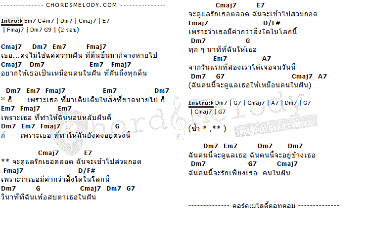 คอร์ดเพลง เนื้อเพลง คนในฝัน, คอร์ดเพลง คนในฝัน ของ Skipit, คอร์ดเพลงของ Skipit, เนื้อร้อง คนในฝัน Skipit, คนในฝัน คอร์ดง่าย ๆ, คอร์ด คนในฝัน ต้นฉบับ