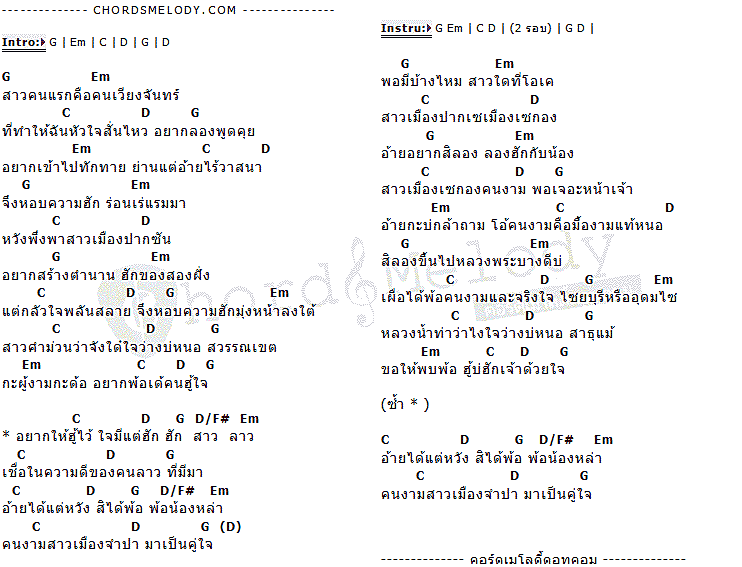 คอร์ดเพลง เนื้อเพลง มนต์ฮักสาวลาว, คอร์ดเพลง มนต์ฮักสาวลาว ของ เพชร สหรัตน์, คอร์ดเพลงของ เพชร สหรัตน์, เนื้อร้อง มนต์ฮักสาวลาว เพชร สหรัตน์, มนต์ฮักสาวลาว คอร์ดง่าย ๆ, คอร์ด มนต์ฮักสาวลาว ต้นฉบับ