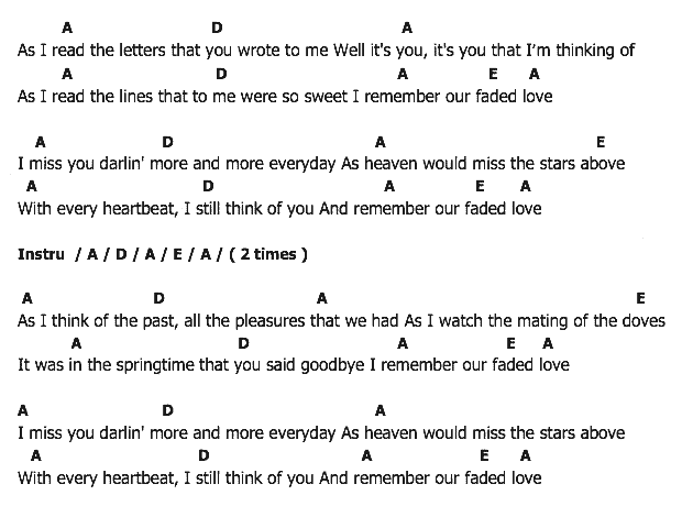 คอร์ดเพลง เนื้อเพลง Fade Love, คอร์ดเพลง Fade Love ของ Elvis Presley, คอร์ดเพลงของ Elvis Presley, เนื้อร้อง Fade Love Elvis Presley, Fade Love คอร์ดง่าย ๆ, คอร์ด Fade Love ต้นฉบับ