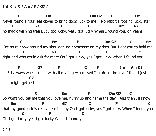 คอร์ดเพลง เนื้อเพลง I Got Lucky, คอร์ดเพลง I Got Lucky ของ Weiseman, คอร์ดเพลงของ Weiseman, เนื้อร้อง I Got Lucky Weiseman, I Got Lucky คอร์ดง่าย ๆ, คอร์ด I Got Lucky ต้นฉบับ