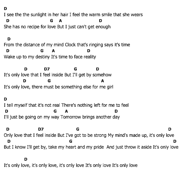 คอร์ดเพลง เนื้อเพลง It's Only Love, คอร์ดเพลง It's Only Love ของ Elvis presley, คอร์ดเพลงของ Elvis presley, เนื้อร้อง It's Only Love Elvis presley, It's Only Love คอร์ดง่าย ๆ, คอร์ด It's Only Love ต้นฉบับ