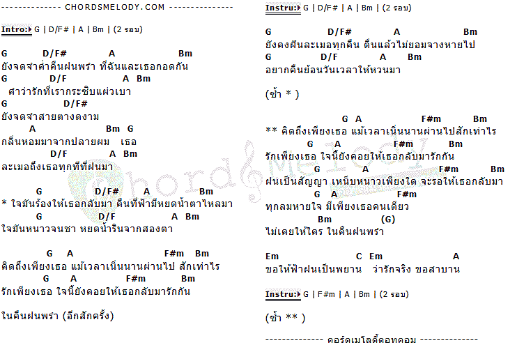 คอร์ดเพลง เนื้อเพลง คืนฝนพรำ, คอร์ดเพลง คืนฝนพรำ ของ SKYWALKER, คอร์ดเพลงของ SKYWALKER, เนื้อร้อง คืนฝนพรำ SKYWALKER, คืนฝนพรำ คอร์ดง่าย ๆ, คอร์ด คืนฝนพรำ ต้นฉบับ