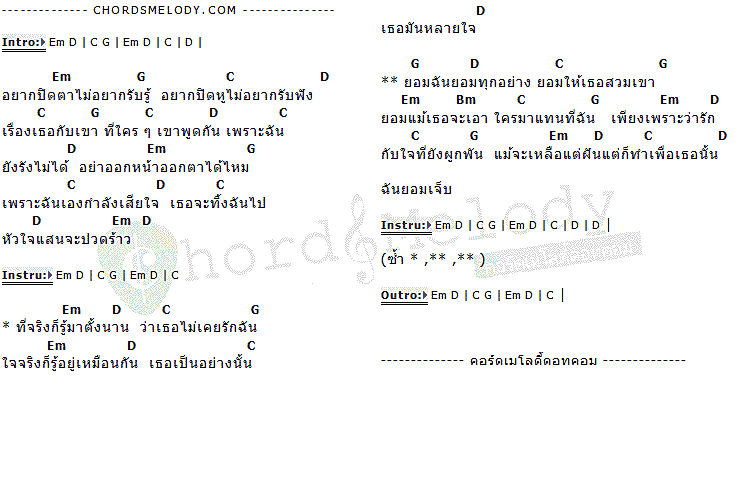 คอร์ดเพลง เนื้อเพลง ยอมเจ็บ, คอร์ดเพลง ยอมเจ็บ ของ ไอ-แจ็ค, คอร์ดเพลงของ ไอ-แจ็ค, เนื้อร้อง ยอมเจ็บ ไอ-แจ็ค, ยอมเจ็บ คอร์ดง่าย ๆ, คอร์ด ยอมเจ็บ ต้นฉบับ