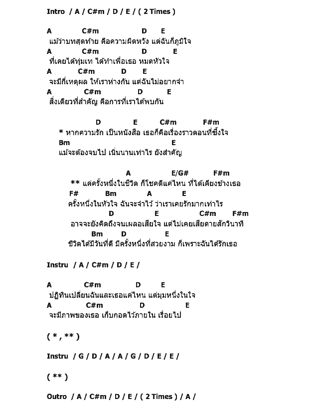 คอร์ดเพลง เนื้อเพลง ครั้งหนึ่งในชีวิต, คอร์ดเพลง ครั้งหนึ่งในชีวิต ของ นัท AF4, คอร์ดเพลงของ นัท AF4, เนื้อร้อง ครั้งหนึ่งในชีวิต นัท AF4, ครั้งหนึ่งในชีวิต คอร์ดง่าย ๆ, คอร์ด ครั้งหนึ่งในชีวิต ต้นฉบับ