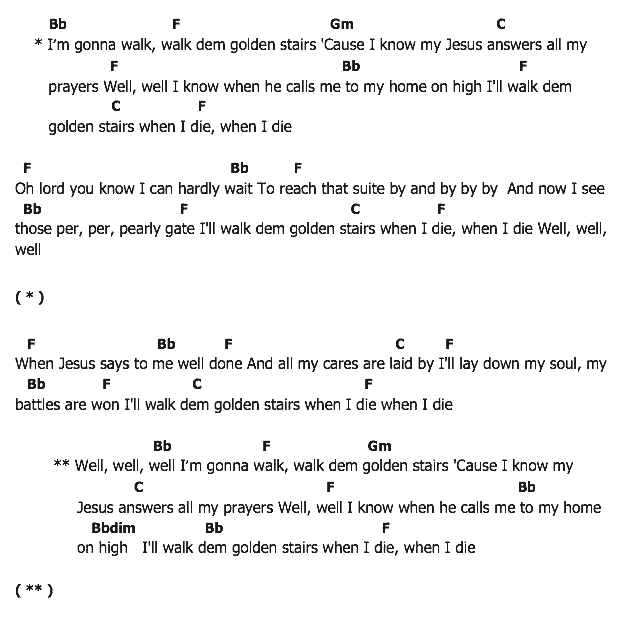 คอร์ดเพลง เนื้อเพลง I'm Gonna Walk Dem Golden Stairs, คอร์ดเพลง I'm Gonna Walk Dem Golden Stairs ของ Elvis presley, คอร์ดเพลงของ Elvis presley, เนื้อร้อง I'm Gonna Walk Dem Golden Stairs Elvis presley, I'm Gonna Walk Dem Golden Stairs คอร์ดง่าย ๆ, คอร์ด I'm Gonna Walk Dem Golden Stairs ต้นฉบับ